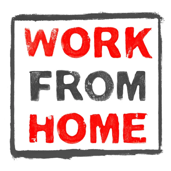 Arbete Från Home Banner Röd Svart Gummistämpel Ram Med Stenciltext — Stockfoto