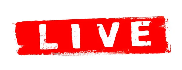 Dirty Red Grunge Banner Live Handbemalter Streifen Mit Weißem Schablonentext — Stockfoto