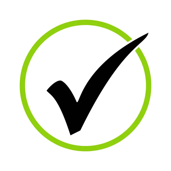 Groene Cirkel Met Zwart Vinkje Pictogram Controleer Bevestig Survey Symbool — Stockfoto