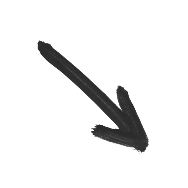 Pincel Diagonal Negro Pintado Mano Flecha Que Muestra Hacia Abajo —  Fotos de Stock