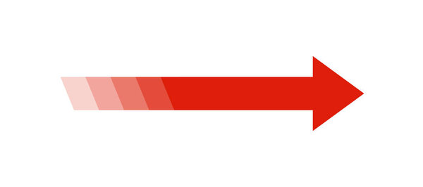 Long red arrow with gradient color showing right