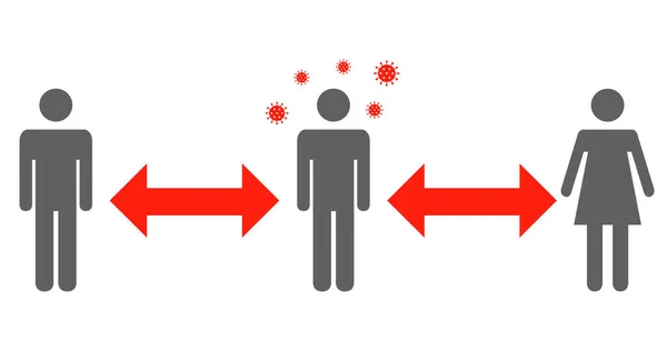 Persona Infectada Con Coronavirus Con Flechas Rojas Mantenga Distancia —  Fotos de Stock