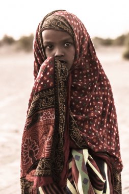 Mekelle, Etiyopya, 11/27/2017, çölde yaşayan çocuk. Danakil depresyon.