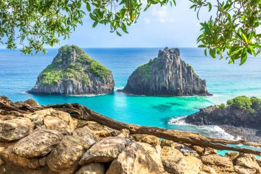 Fernando de Noronha, Brazil. View of Morro dos Dois Irmaos with 