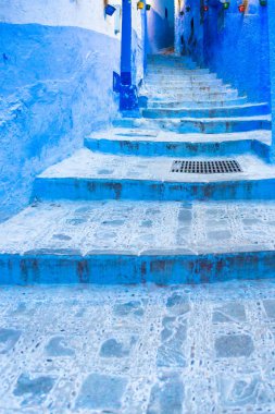 Fas Chefchaouen mavi şehir sokak
