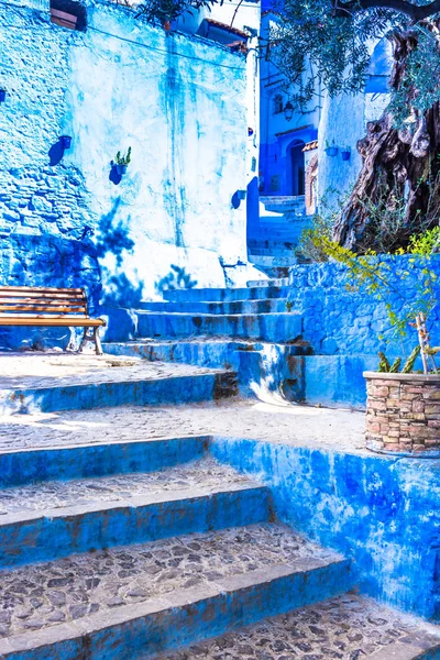 Chefchaouen Calle Azul Ciudad Marruecos — Foto de Stock