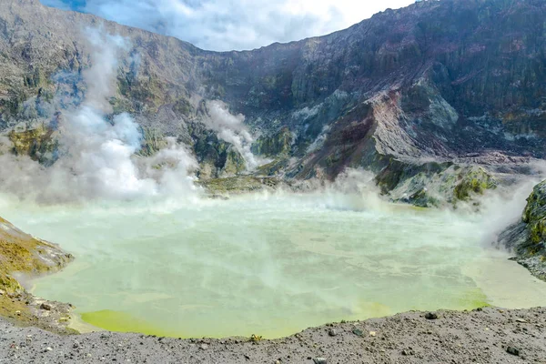 Aktivní Sopka Ostrově White Nový Zéland Vulkanické Síry Kráterové Jezero — Stock fotografie