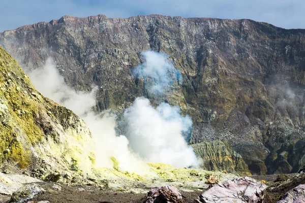 Aktivní Sopka Ostrově White Nový Zéland Vulkanické Síry Kráterové Jezero — Stock fotografie