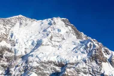 Mount Cook, Yeni Zelanda. tamamen buz ve kar ile kaplı bir alan için uçak yolculuğu. Oceania.