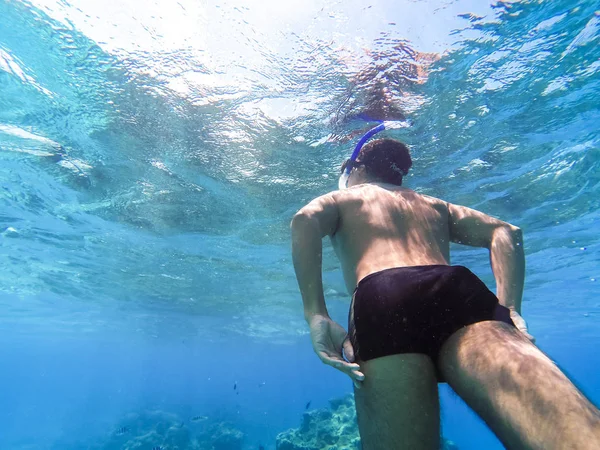 Bora Bora, franska Polynesien. Snorkling i turkost vatten. — Stockfoto