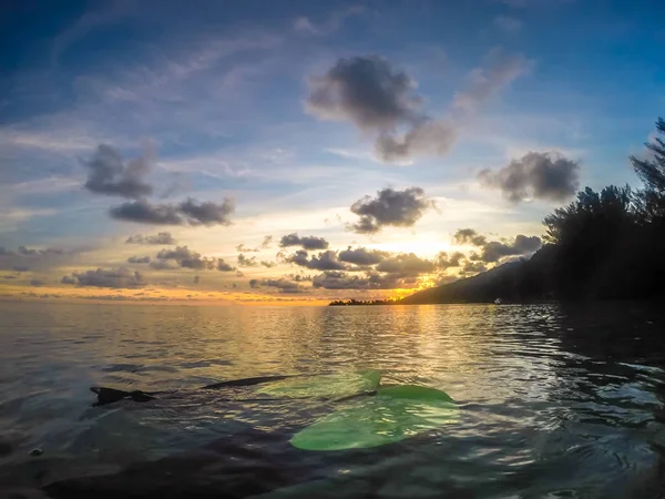 Stand up paddle in Bora Bora Island, Polinésia Francesa . — Fotografia de Stock