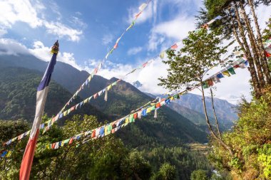 Nepal 'de Everest. Everest Ana Kampı 'na gidiyoruz. Nepal.