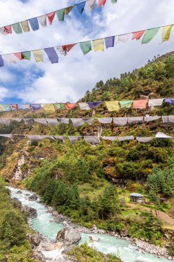 Nepal 'de Everest. Everest Ana Kampı 'na gidiyoruz. Nepal.