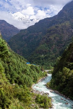 Nepal 'de Everest. Everest Ana Kampı 'na gidiyoruz. Nepal.