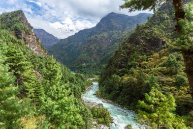 Nepal 'de Everest. Everest Ana Kampı 'na gidiyoruz. Nepal.