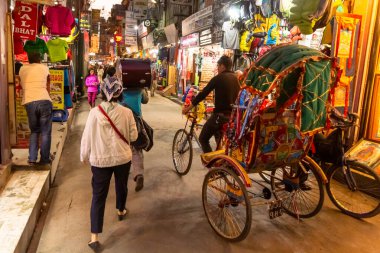 Thamel, Katmandu, Nepal. 03 / 10 / 2019. Thamel sokakları boyunca 