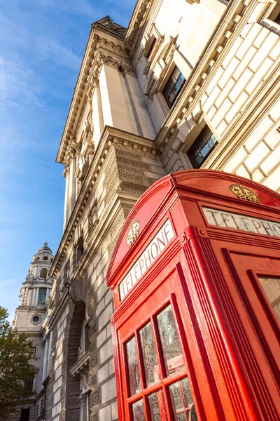 Red phone booth in London. United Kingdom, Europe.