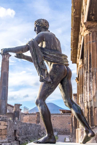 Pompeii Italy Ruins Antique Temple Apollo Bronze Apollo Statue Naples — Stock Photo, Image