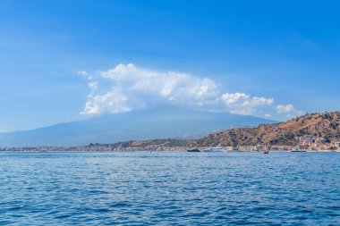 Etna Dağı Taormina, Sicilya, İtalya, Avrupa'nın doğal görünümünü.