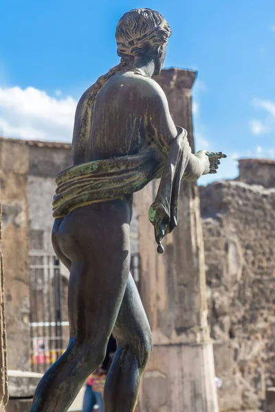 Pompeii Italy Ruins Antique Temple Apollo Bronze Apollo Statue Naples — Stock Photo, Image