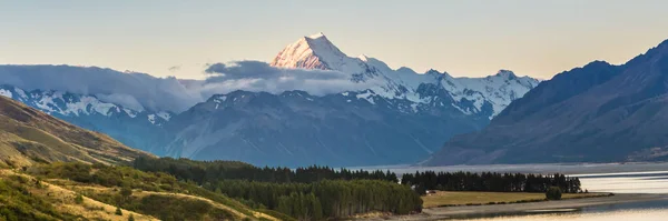 Гора Кук Нова Зеландія Літак Добирається Місцевості Цілком Вкритої Льодом — стокове фото