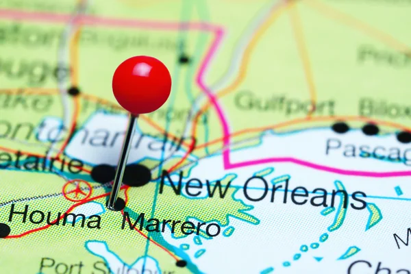 Marrero vastgemaakt op een kaart van Louisiana, Usa — Stockfoto