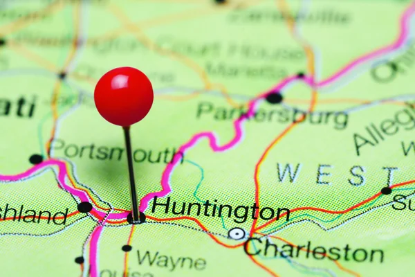 Huntington vastgemaakt op een kaart van West-Virginia, Usa — Stockfoto