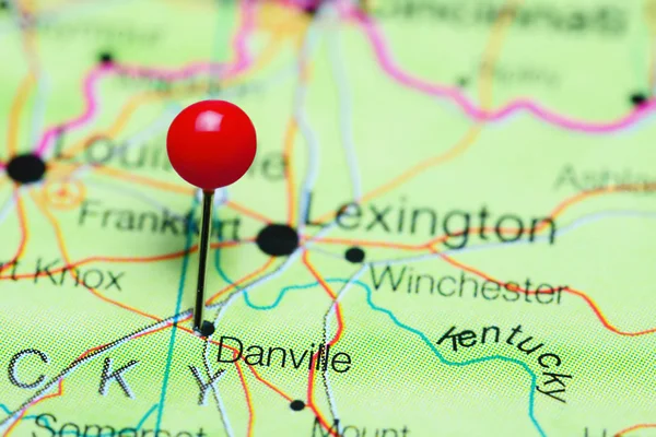 Danville vastgemaakt op een kaart van Kentucky, Verenigde Staten — Stockfoto