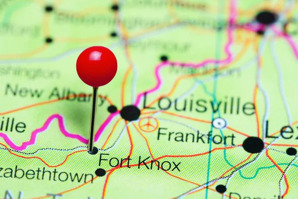 Fort Knox vastgemaakt op een kaart van Kentucky, Verenigde Staten — Stockfoto