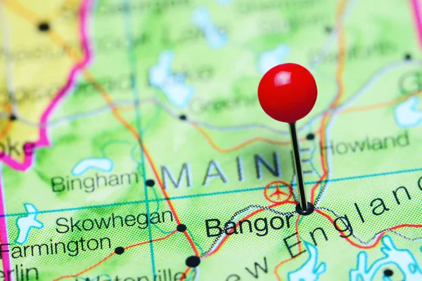 Bangor pinned on a map of Maine, USA — Stock Photo, Image