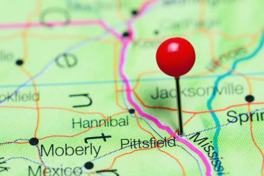 Pittsfield Illinois, ABD bir harita üzerinde sabitlenmiş
