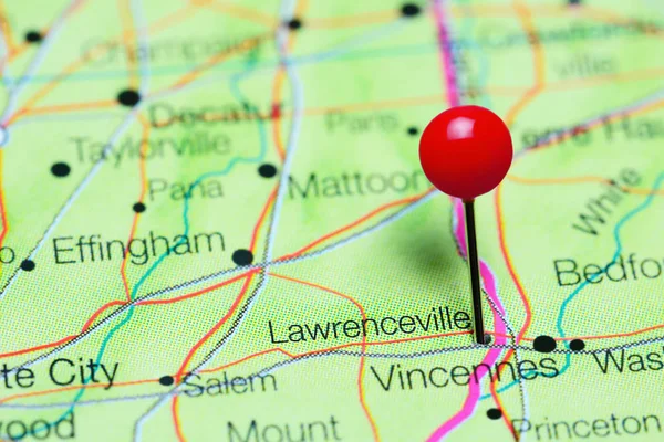 Lawrenceville, Illinois, ABD bir harita üzerinde sabitlenmiş