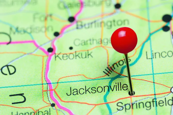 Jacksonville en un mapa de Illinois, Estados Unidos — Foto de Stock