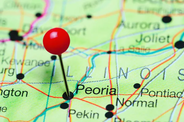 Peoria en un mapa de Illinois, Estados Unidos — Foto de Stock