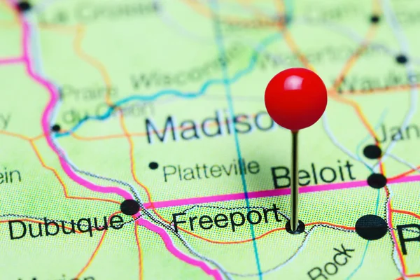 Freeport en un mapa de Illinois, Estados Unidos — Foto de Stock