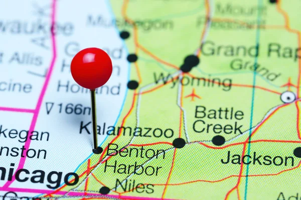 Benton Harbor Michigan, ABD bir harita üzerinde sabitlenmiş