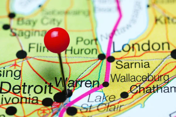 Warren Michigan, ABD bir harita üzerinde sabitlenmiş