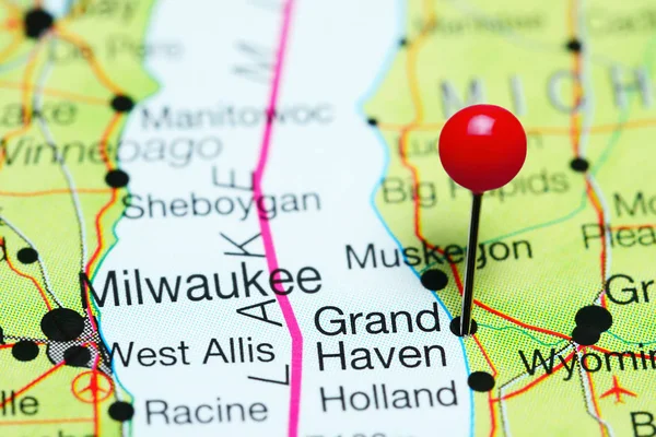 Grand Haven Michigan, ABD bir harita üzerinde sabitlenmiş