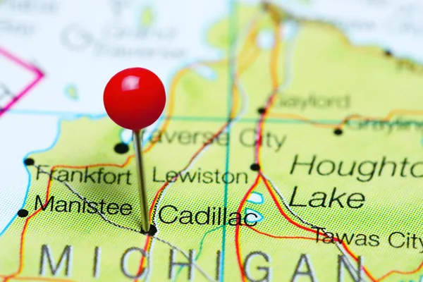 Cadillac Michigan, ABD bir harita üzerinde sabitlenmiş