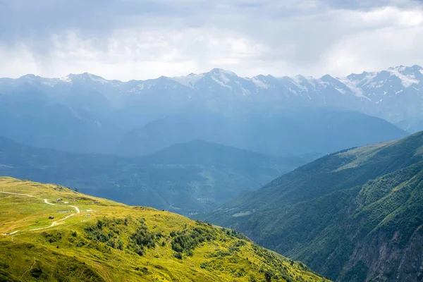 Hermosa Vista Montaña Camino Los Lagos Koruldi Mestia Upper Svaneti — Foto de Stock