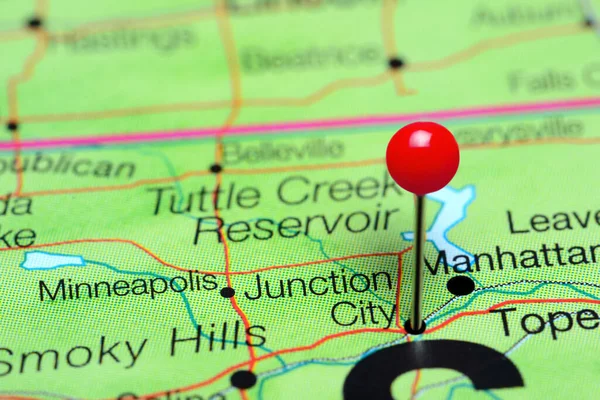 Junction City Pinned Map Kansas Usa — Foto de Stock