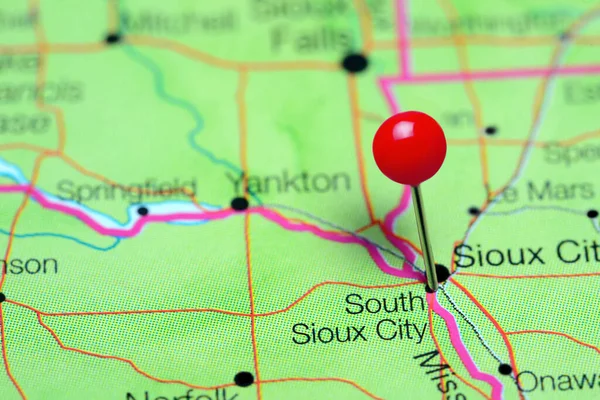 South Sioux City Appuntato Una Mappa Nebraska Usa — Foto Stock