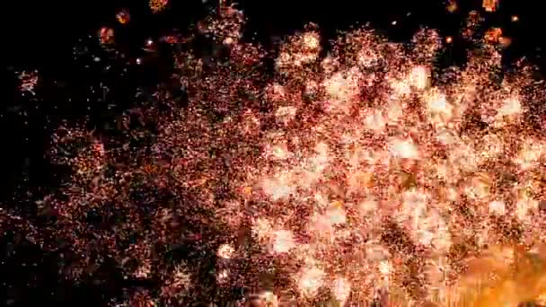 Crown of fireworks in night sky — Stock Video