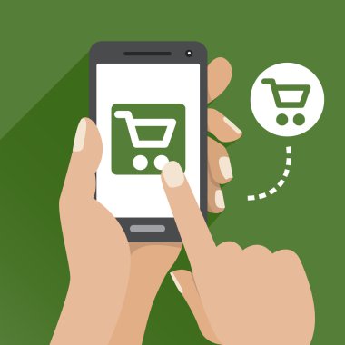 Vektör yeşil mobil ticaret simgesi