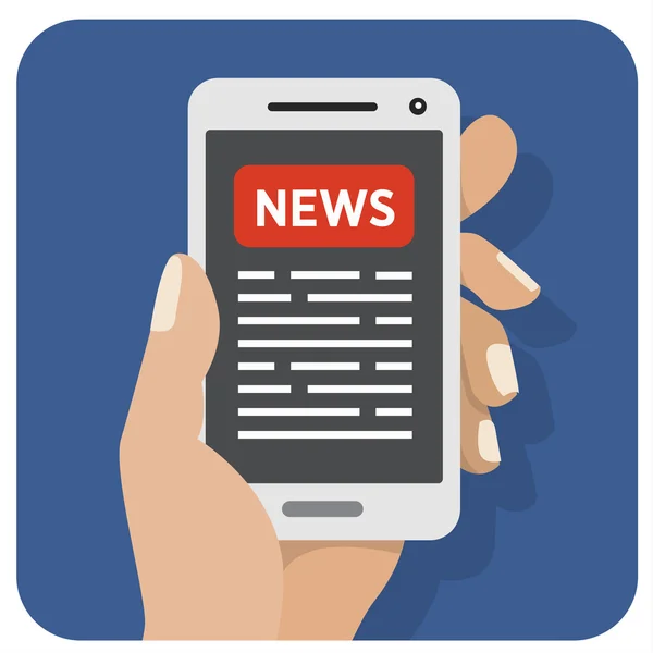 Vector Blue Flat Icon Mobile News — Stock Vector