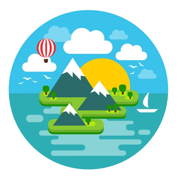 Island Flat Illustration — Stock Vector