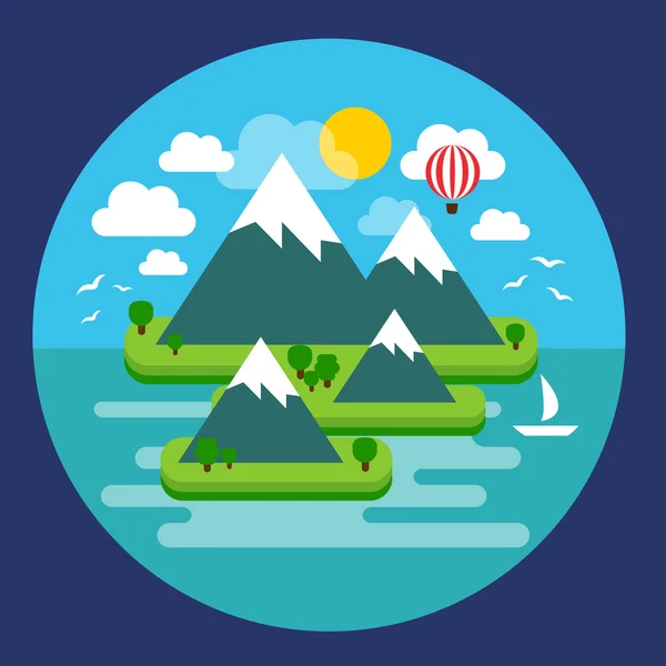 Island Flat Illustration — Stock Vector