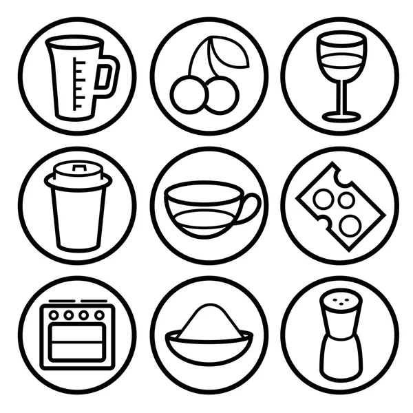 Conjunto de vectores de iconos alimentarios — Archivo Imágenes Vectoriales