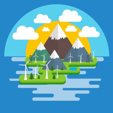 Düz ada illüstrasyon