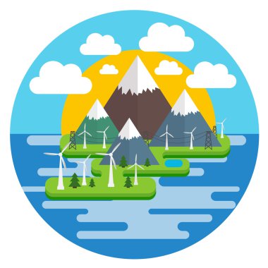 Düz ada illüstrasyon